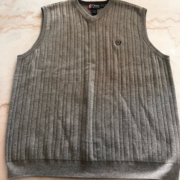 Chaps Other - Ralph Lauren Chaps Men’s Light Gray Sweater Vest XL 100% Cotton